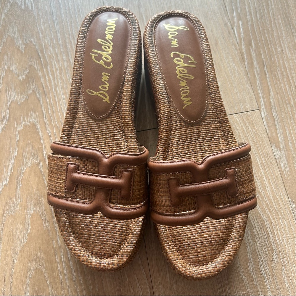 Sam Edelman Brown Woven Slide Sandals